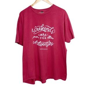 Serentee Weekends Are For Adventure Quote Graphic Burnt Orange Rose T-Shirt Top
